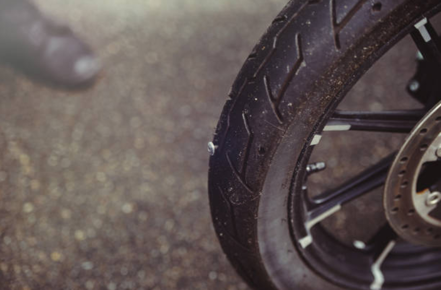Nail on Motorcycle Tire