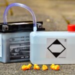 Motorcycle battery with electrolyte
