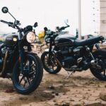 2 Triumph Motorcycles parked