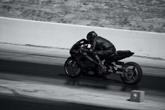 Motorcycle riding in speed