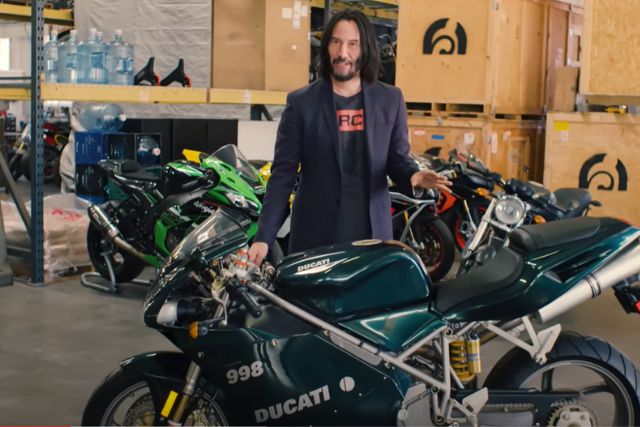 Keanu Reeves with Ducati 998 motorcycle