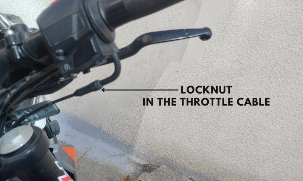 Locknut in the motorcycle throttle cable
