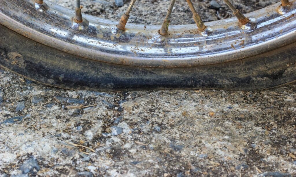 A flat bike tire