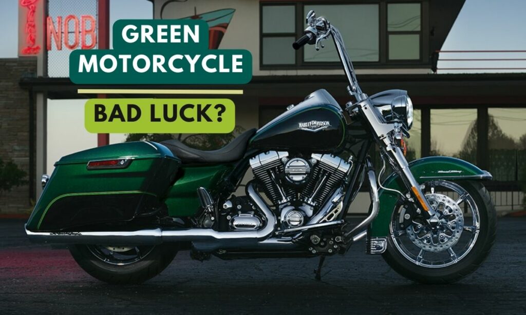 Green motorcycle bad luck - green harley davidson on the road parked
