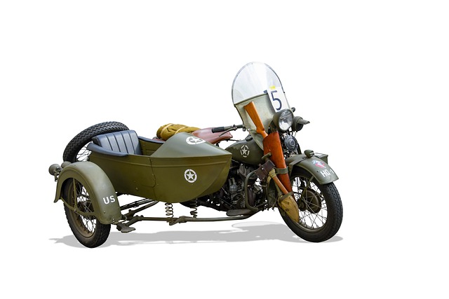 Harley Davidson WLA - world war 2 - green motorcycle with side carriage