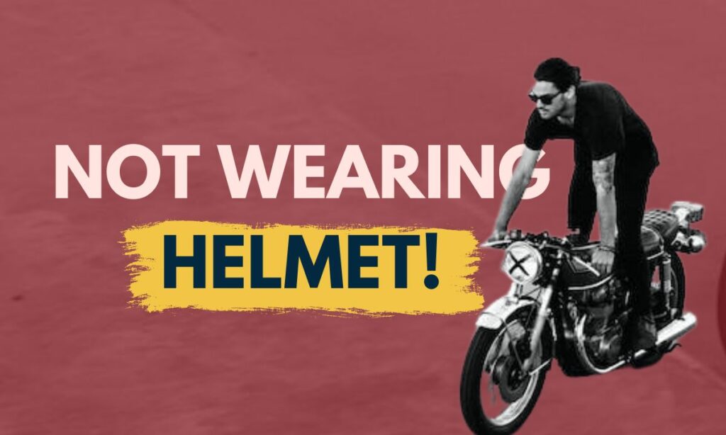 Motorcycle rider not wearing helmet