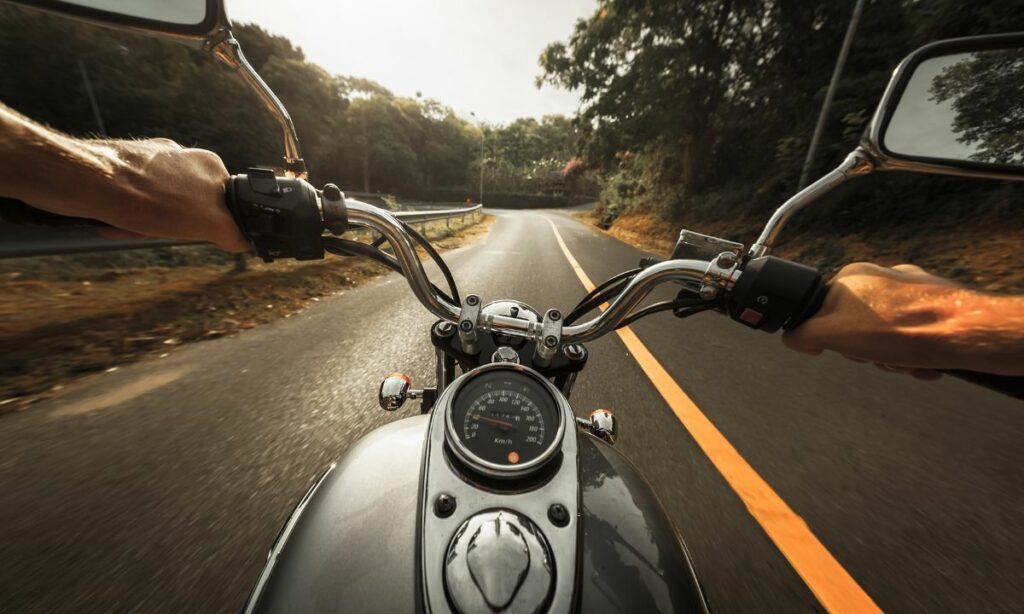 Motorcycle riding on a uphill road