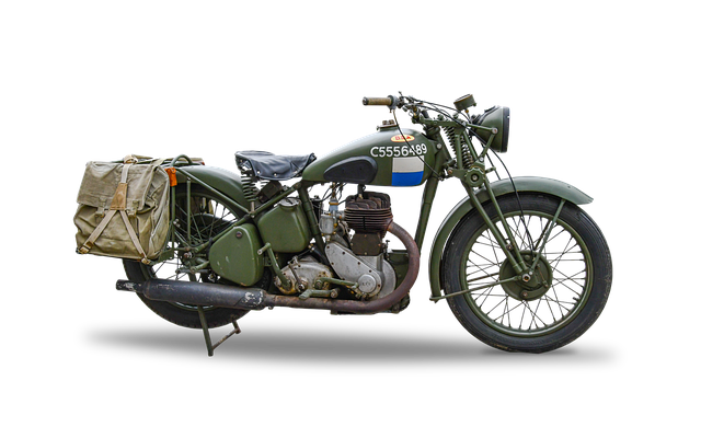 World War 2 motorcycle - green in color
