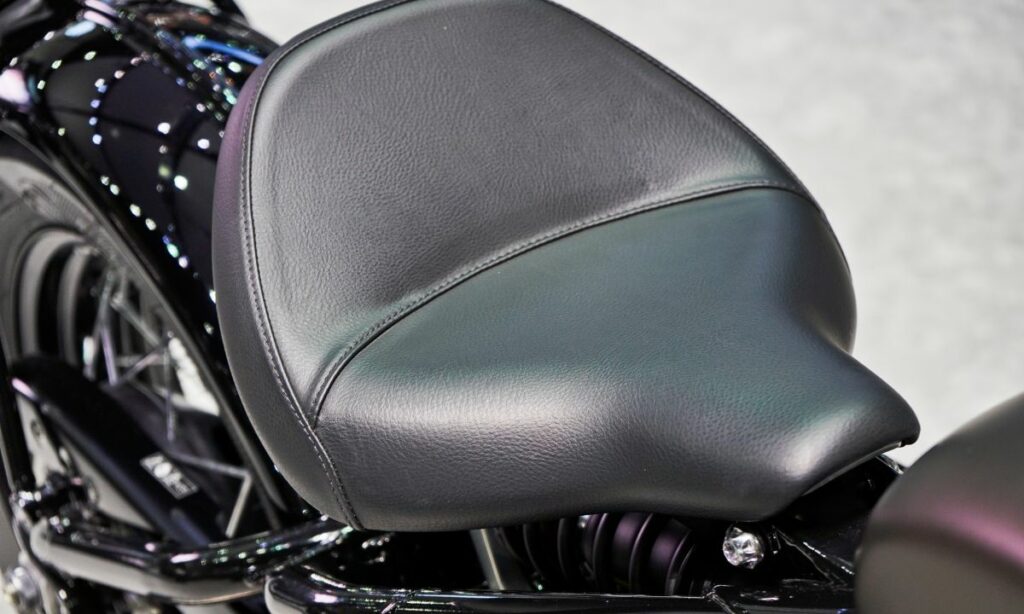 Black seat on motorcycle