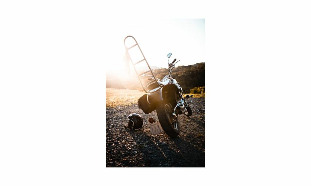 Chopper motorcycle with long backrest (sissy bar)