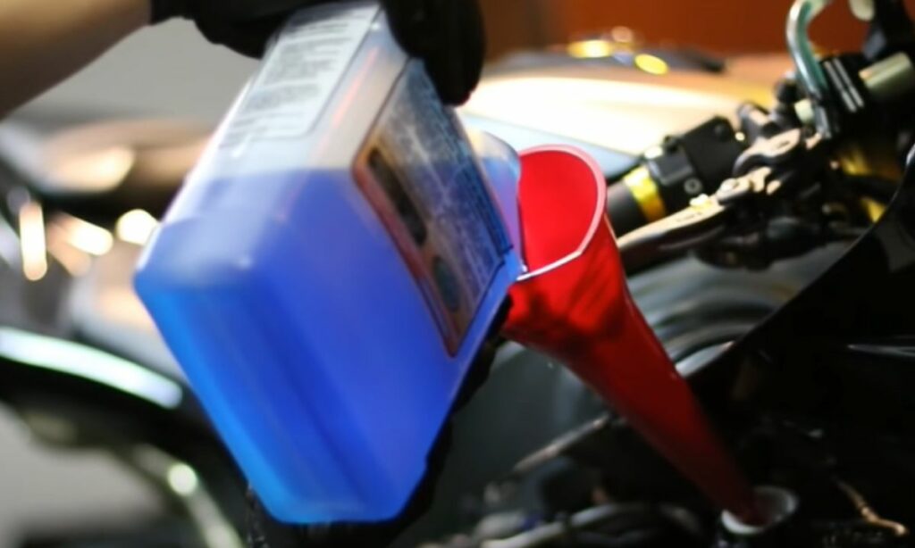 Changing the coolant on a motorcycle