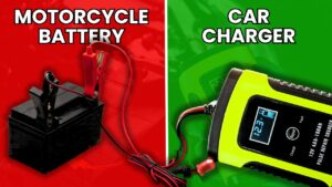 Car charger on motorcycle battery - thumbnail