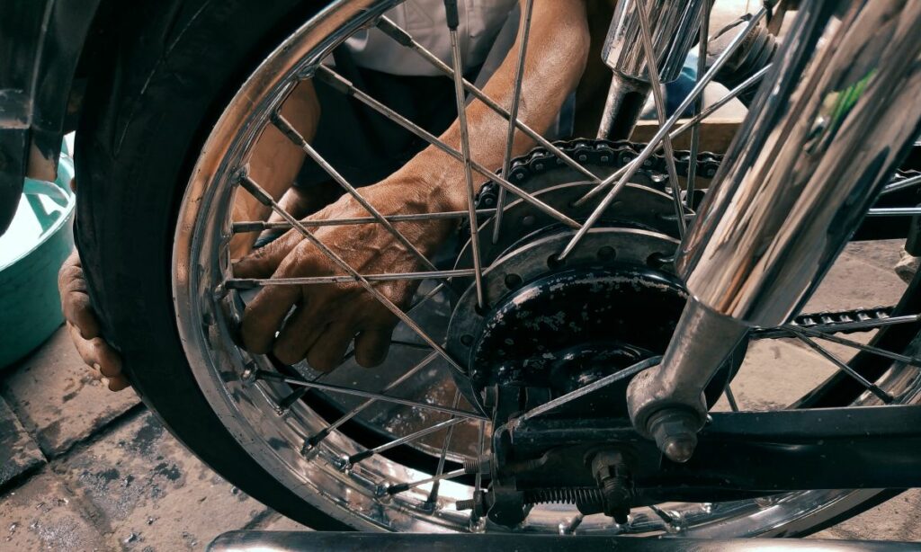 Checking motorcycle tire