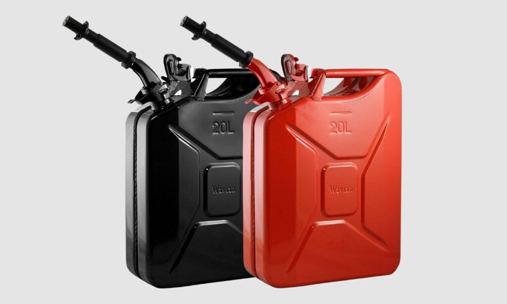 2 jerry cans - one black and one red
