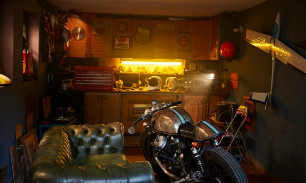 Motorcycle in a garage