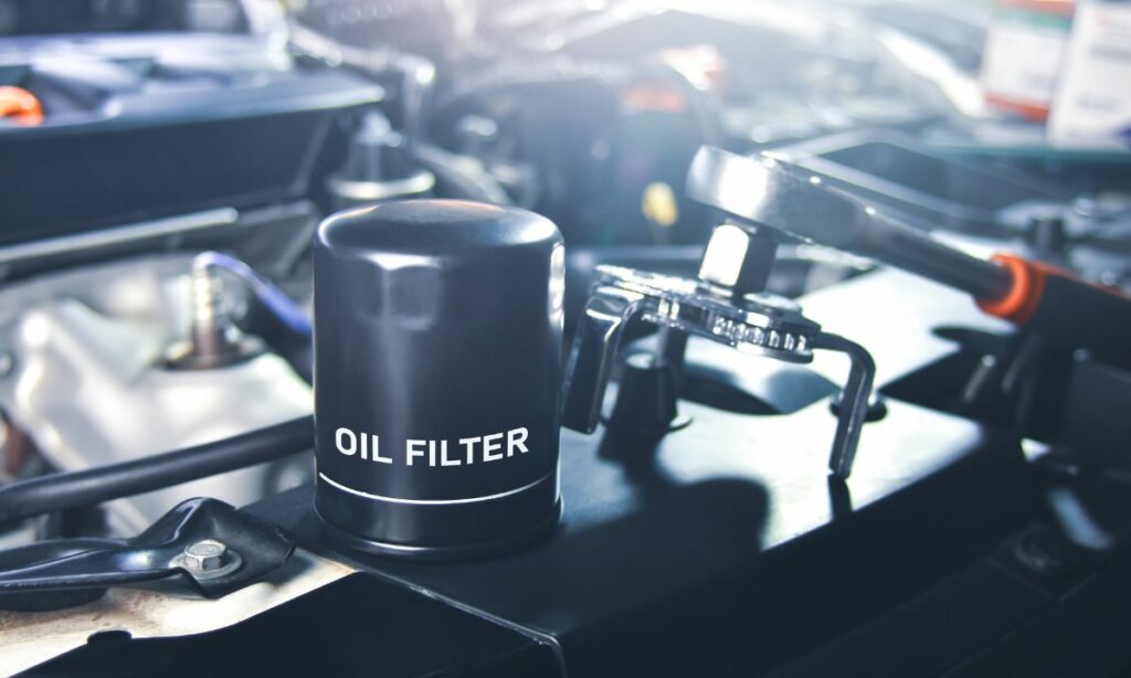 Oil filter with a label
