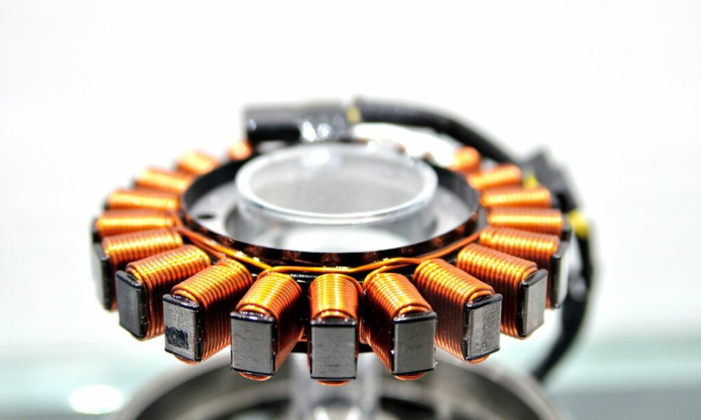 Motorcycle stator with copper coil windings